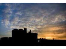 Sunset over a pendennis castle wedding