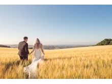 Bride and groom wedding photograph in Dorset field